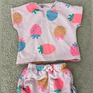 Zara Kids Matching Set with Pink and Orange Fruit Print